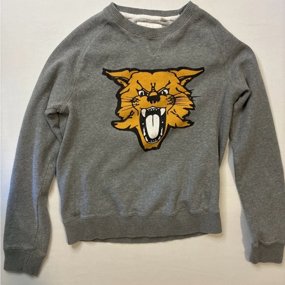 Retro Gray Crewneck Sweatshirt University Of Kentucky Wildcat Graphic Size L